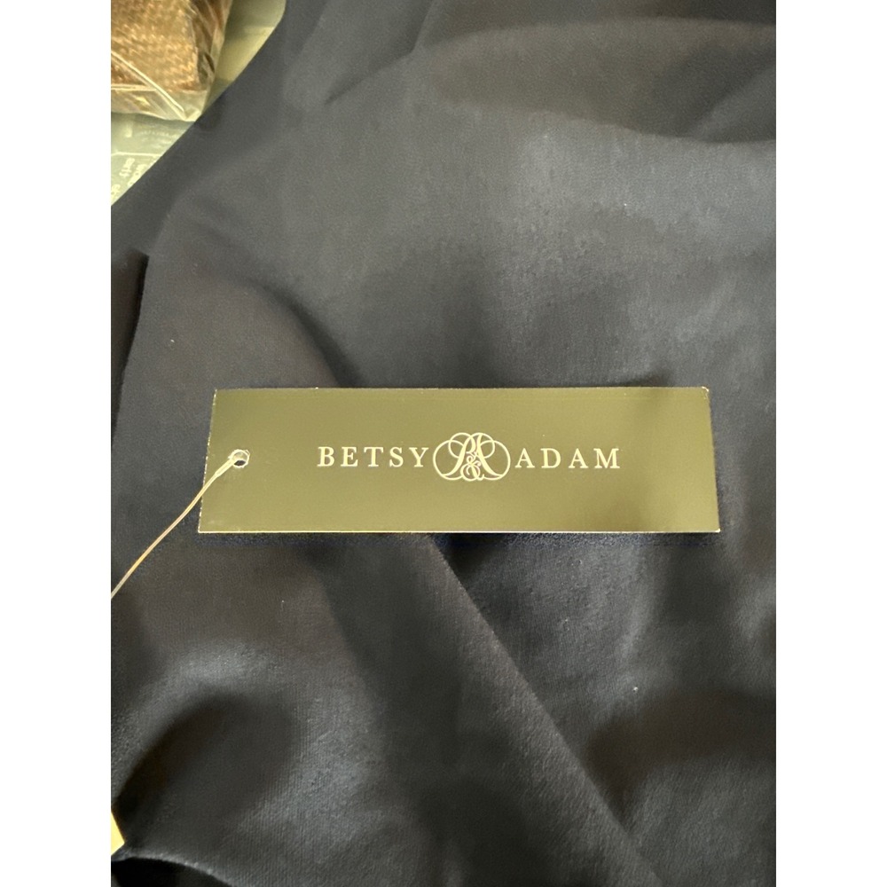 Betsy & Adam Womens One Shoulder Draped Evening Gown Navy Blue Size 8 A25025 - Picture 8 of 10